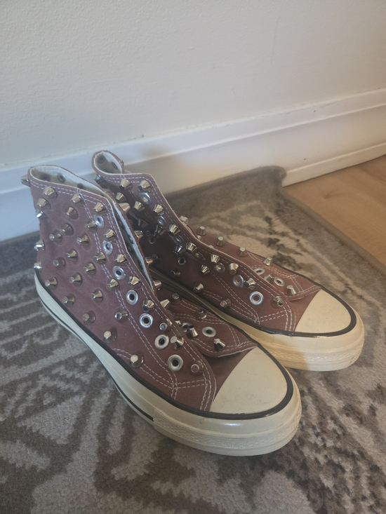 Converse Shoes - Converse High-Top Studded Canvas Sneakers in Mauve-Brown